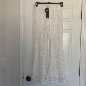 Clocolor Design USA white lace fully lined pants